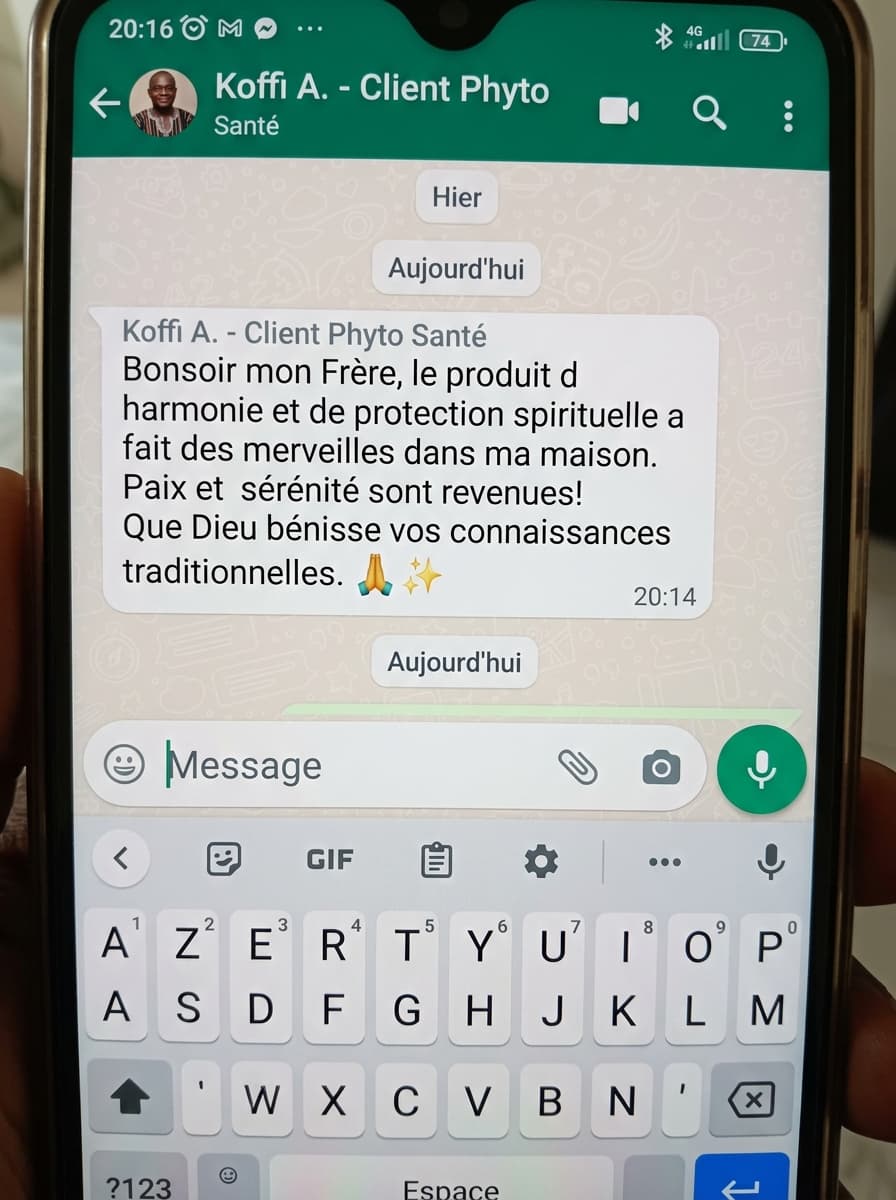 Capture WhatsApp de Koffi A. - Client Phyto Santé