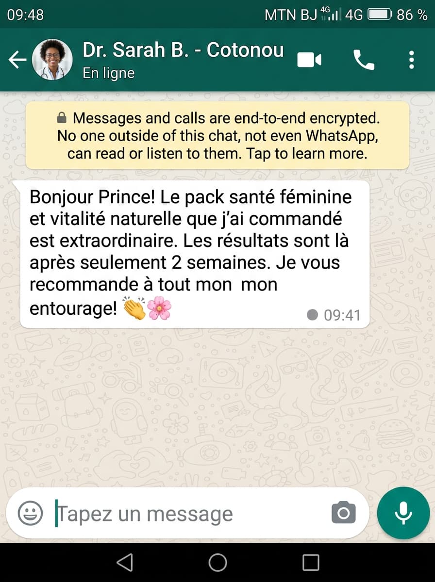 Capture WhatsApp de Dr. Sarah B. - Cotonou